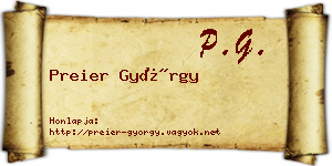 Preier György névjegykártya